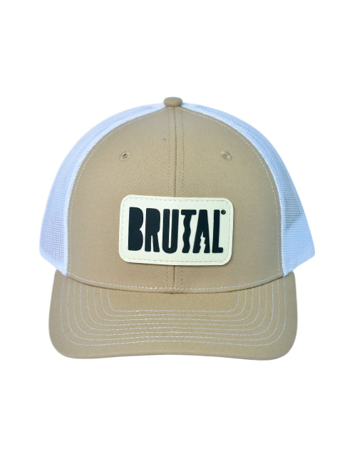 GORRA BEIGE LOGO BLANCO Y NEGRO