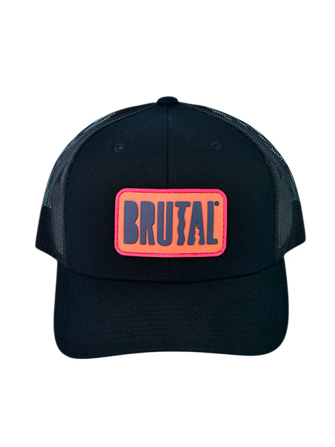 GORRA NEGRA LOGO NARANJA Y MORADO